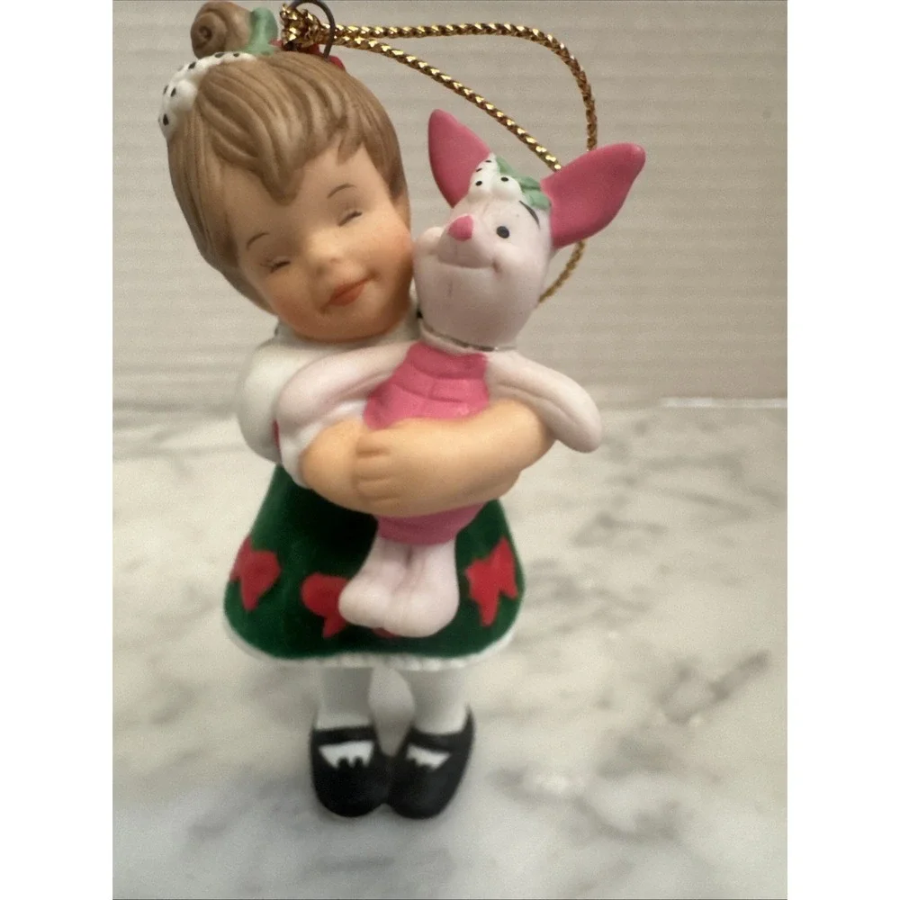 Ashton Drake Ornament Christmas Mistletoe Piglet Disney Vintage Flocked